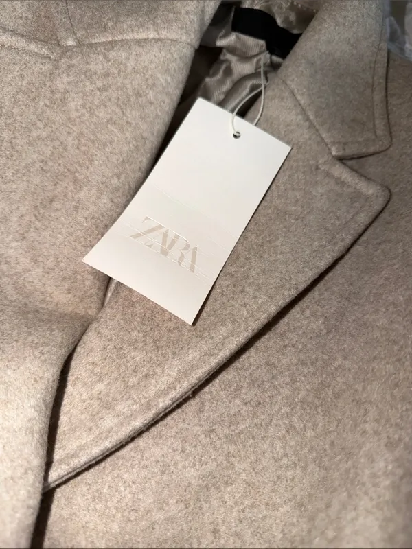 NWT ZARA Beige Taupe Tailored Outerwear Long Coat XS - Image 7