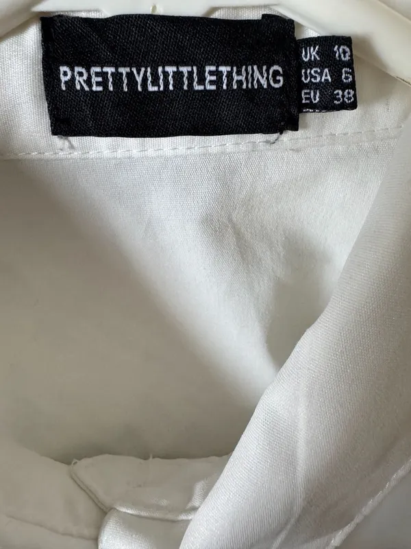 PRETTYLITTLETHING white corset overlay detail long sleeve shirt dress - Image 3