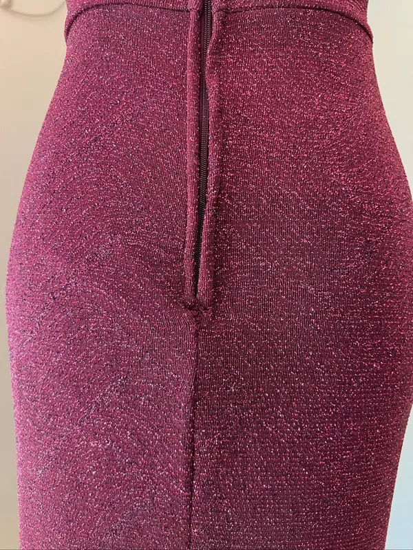 Windsor Burgundy Wine Keira Glitter Knit High Slit Formal Dress Size 1 / 2 - Image 9