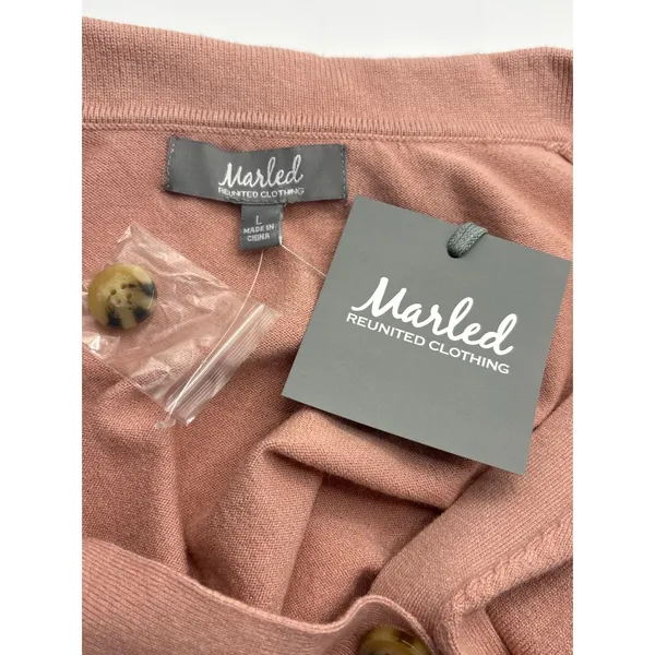 NWT Marled Reunited Clothing Cardigan‎ Sweater Dusty Rose Button Down Large - Image 8