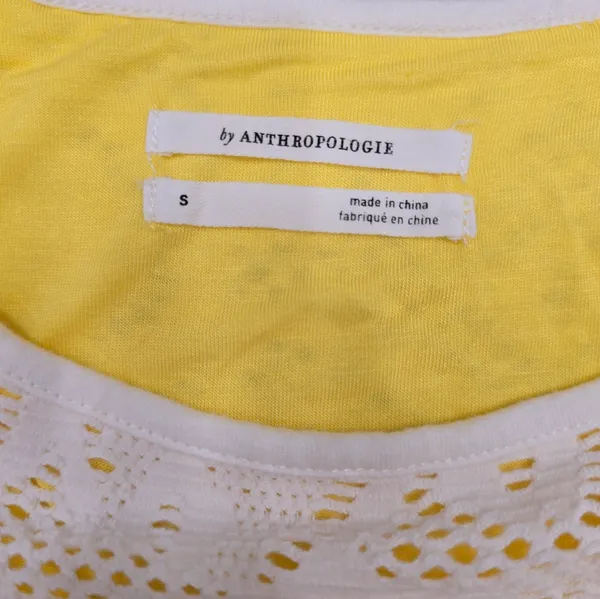 Anthropologie Cosette Top Size S Yellow White - Image 7