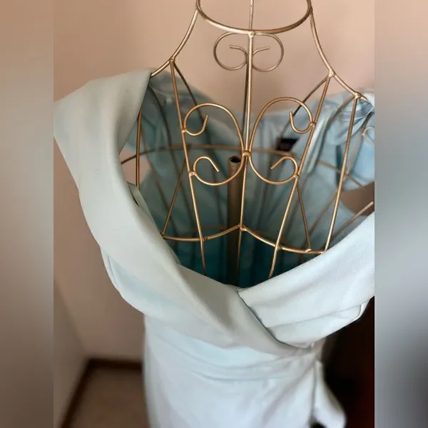 Xscape Light Blue Off Shoulder Ruffle Formal Gown Plus Size 16 Evening - Image 5