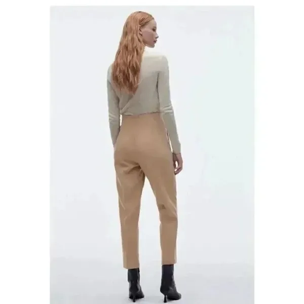 ZARA High Waisted High Rise Viscose Blend Taupe Beige Women’s Pants SZ S #2013 - Image 2