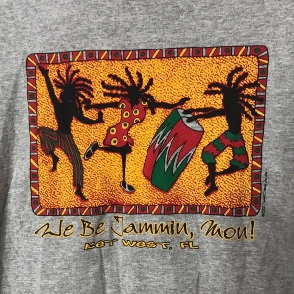 Fruit of the Loom Vintage‎ we be jammin mon key west Florida gray T-shirt size large - Image 4