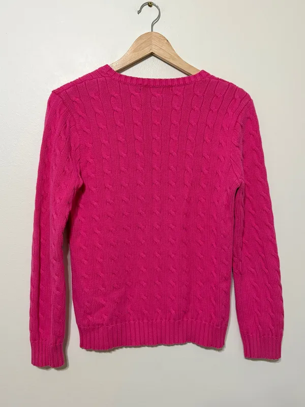 Ralph Lauren Pink Cable Knit Sweater Size Medium Women’s - Image 7