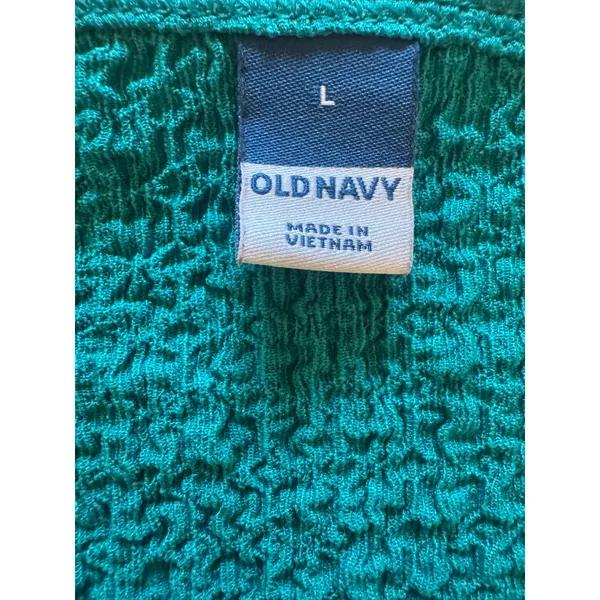 Old Navy Womens Teal Blue Popcorn Bubble Crinkle Square Neck Tank Top Large‎ - Image 2
