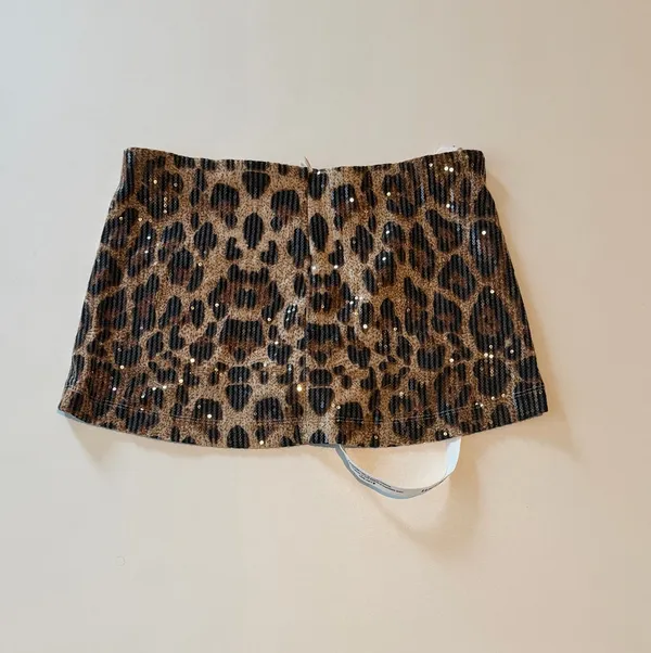 Lucy in the Sky Sequin Mini Skort in Cheetah Print - Image 2