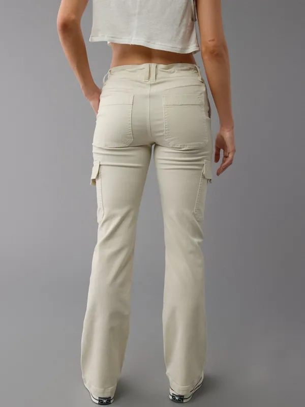 American Eagle AE Stretch Classic Bootcut Cargo Pants Cream Ivory Utility Gorp - Image 3