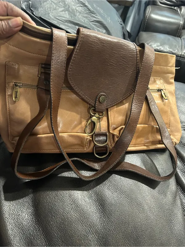 Valentina Brown Leather Interior Tote Tan - Image 10