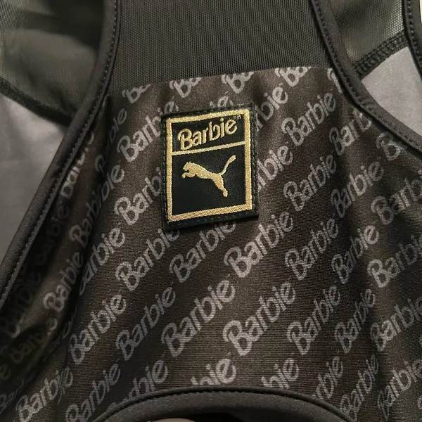 Puma x Barbie Women’s Size XS Crop Top Mesh straps Peekaboo Window Barbie logo - Image 5