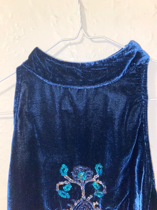 Free People Sapphire Blue Velvet Mini Dress - Image 5