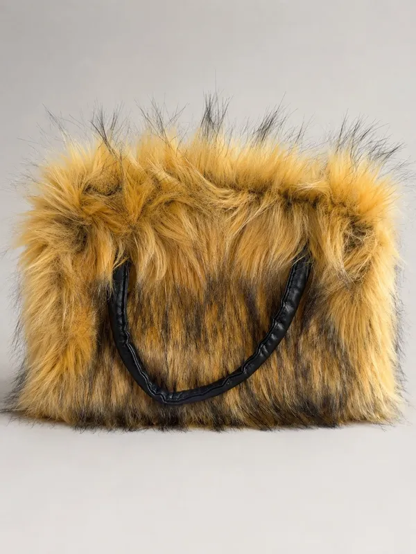 Anthropologie Mini Faux Fur Tote Plush Fuzzy Crossbody Shoulder Statement Bag - Image 2