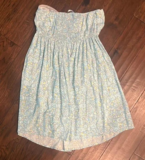 Roxy Strapless Blue and White Sundress - Image 3