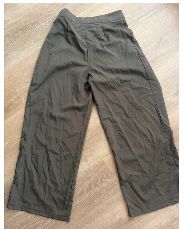 SHEIN Olive Gray Tie-Waist Wide-Leg Pants Size M / US 6 - Image 5
