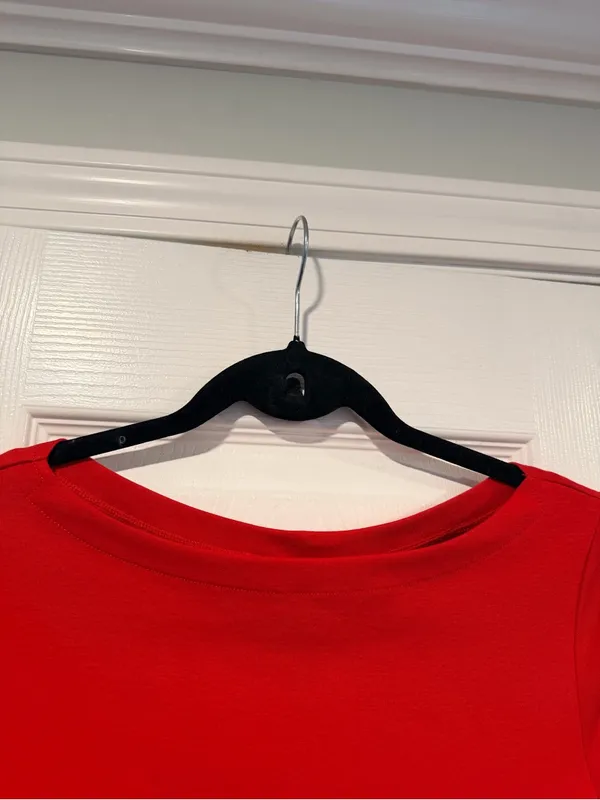 NWOT LRL Lauren Ralph Lauren Size S Red Boat Neck Cuffed Sleeve Top Cotton - Image 4