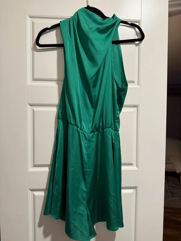 BTFBM Dark Green Satin Romper - Image 2