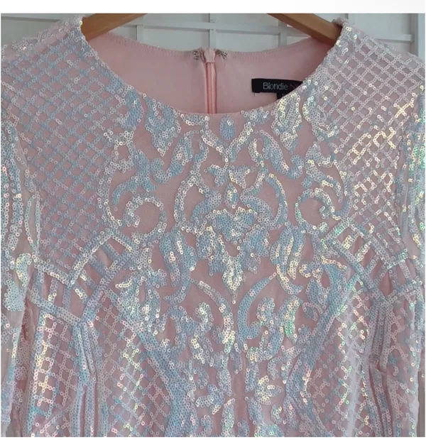 Blondie Nites Sequined Dress With Feather - Image 2