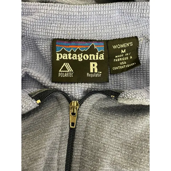 Patagonia Womens Blue Heathered Quarter Zip Pullover Long Sleeve Top Small - Image 5