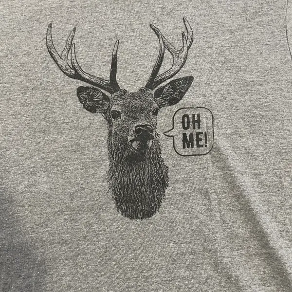 Gray Deer Graphic Tee Shirt that says Oh Me Size L - Image 2