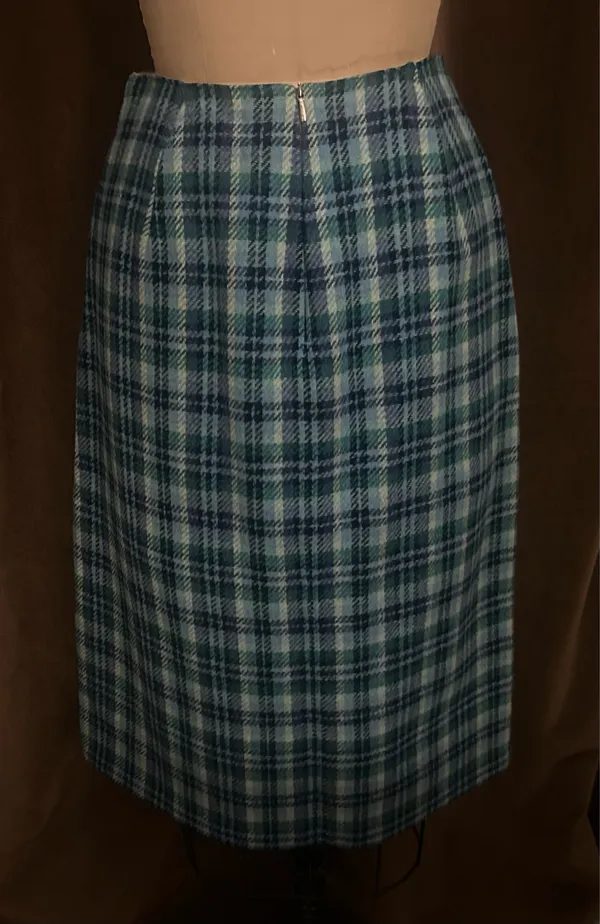 Vintage wool plaid pencil skirt - Image 5