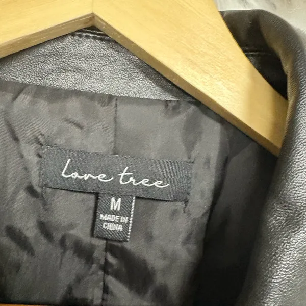 Love Tree Black Faux Leather‎ Jacket Size Medium - Image 7