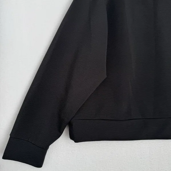 Adrienne Vittadini Sport Women L Black Quarter Zip Pullover Textured Athleisure - Image 3
