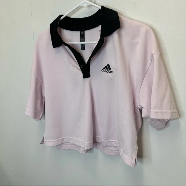 Adidas Cropped Medium Oversized Light Purple Polo Shirt Multi Sport - Image 3