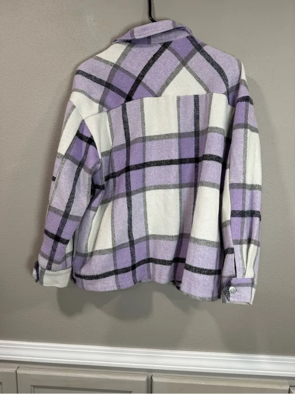 Plaid Lavender Shacket Jacket - Image 4
