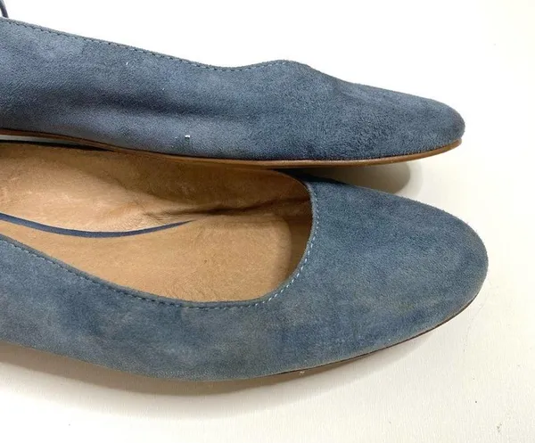 Madewell April Ankle Wrap Blue Suede Ballet Flats - Image 8