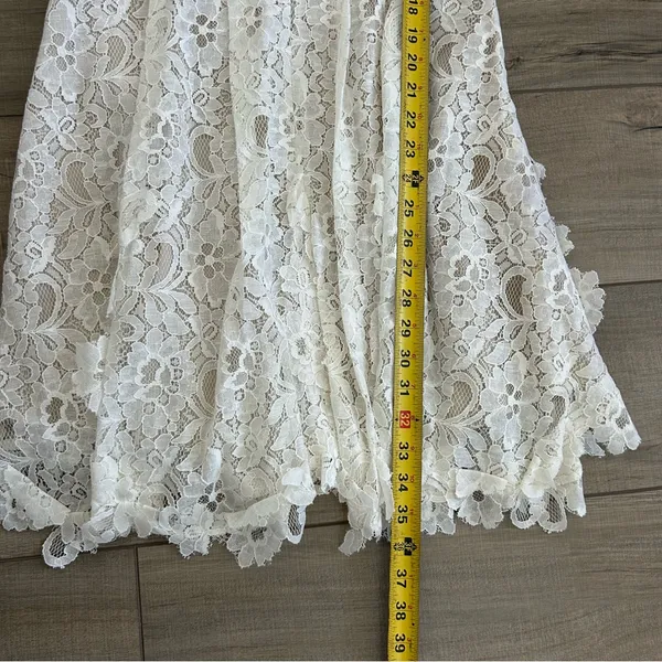 ASOS Off White All Lace Floral Appliqué Cap Sleeve A Line V Back Mini Dress 8 - Image 10