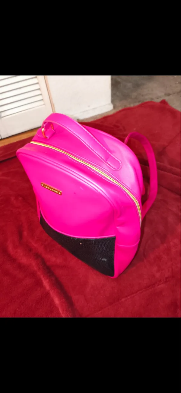 Juicy Couture Hot Pink & Black Faux Leather Backpack Sequence - Image 4