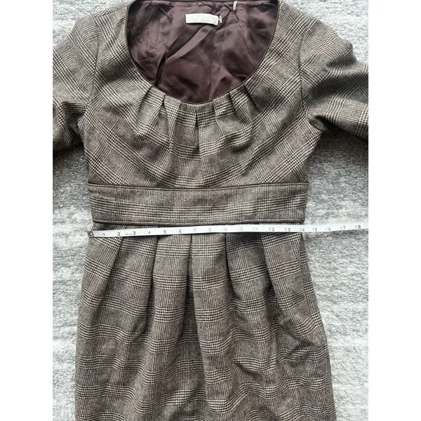 Badgley Mischka Women Size 4 Brown Houndstooth 100% Wool Shift Dress - Image 11