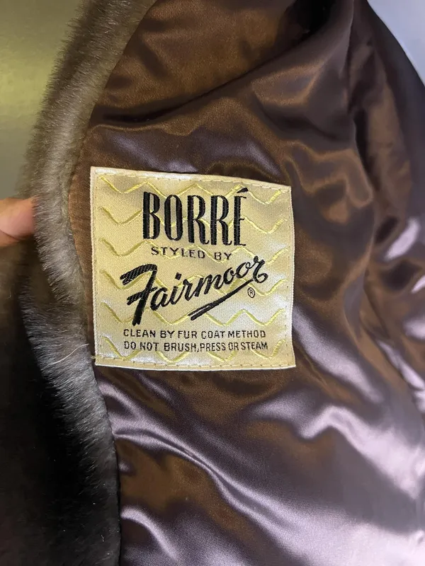 Vintage Borré Styled By Fairmoor Coat Womens S/M Brown Fur Shawl Collar - Image 8