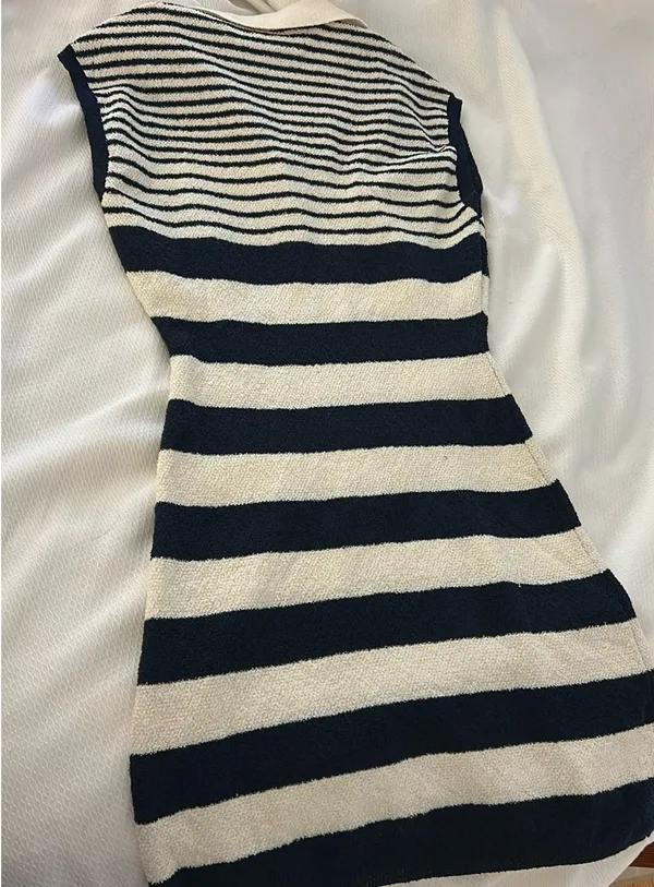 Zara sweater dress black and white striped - Image 3
