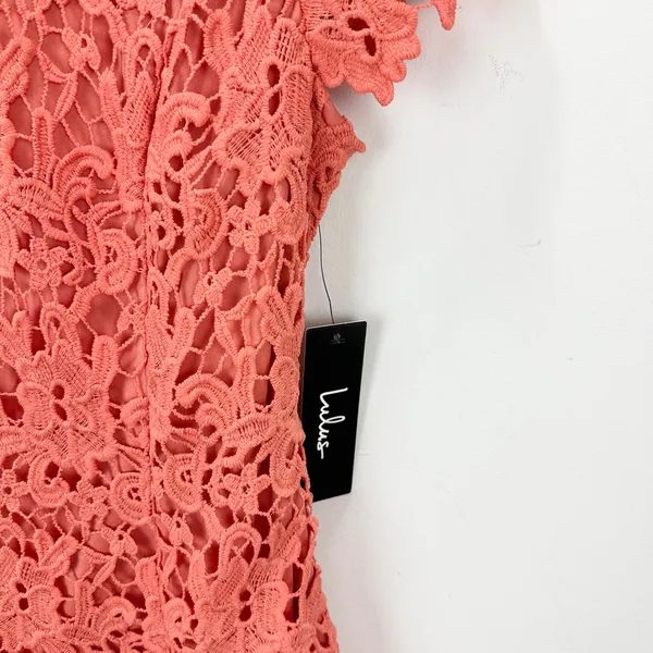 Lulus Paramour Coral Orange Lace Backless Bodycon Dress Party Medium NWT - Image 8