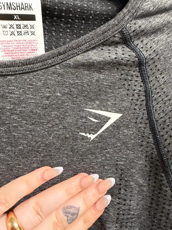 Grey Gymshark Crop Long Sleeve Top - Image 3