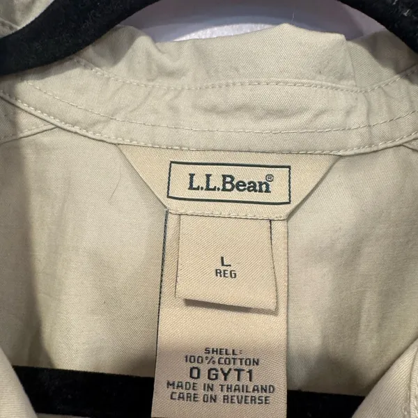 L.L. Bean‎ 100% cotton khaki button lightweight coat Tan Size L - Image 2