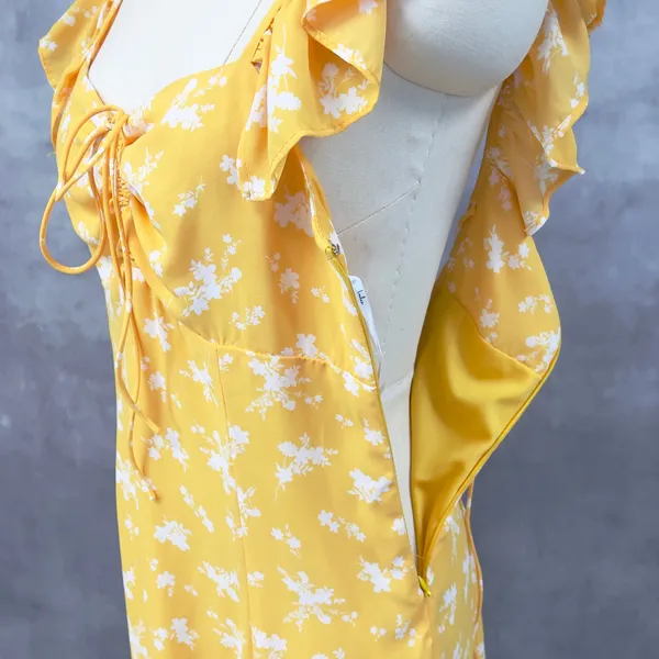 Lulus Sunny Paradise Womens Dress Large Milkmaid Mini Cottage‎ Coquette Ruffled - Image 5