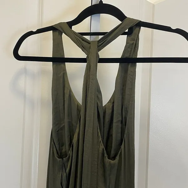 Zara Racerback Maxi Dress - Women Size M - Olive Green - Image 4