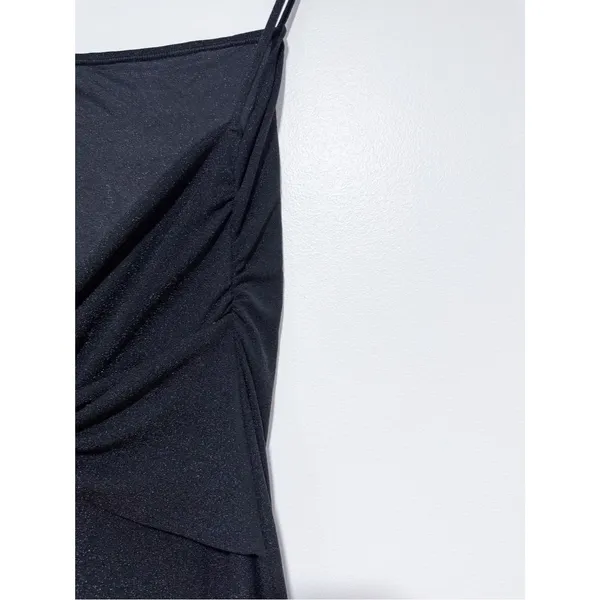 Reformation Breslin Midi Dress Black Sparkle Metallic Night Sky Size Large - Image 9