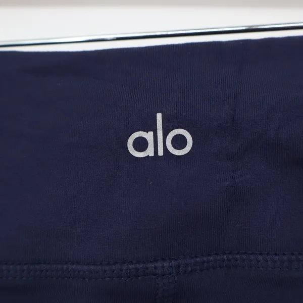 Alo Leggings Womens M Moto Navy Blue Quilted Mesh Activewear Excellent - Image 5