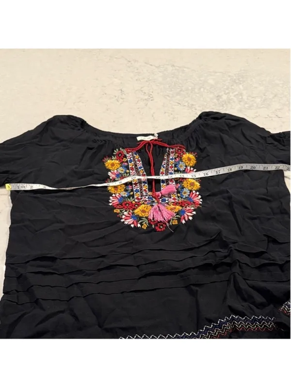 Kyla Seo Black Embroidered Top Women's Large - Image 9