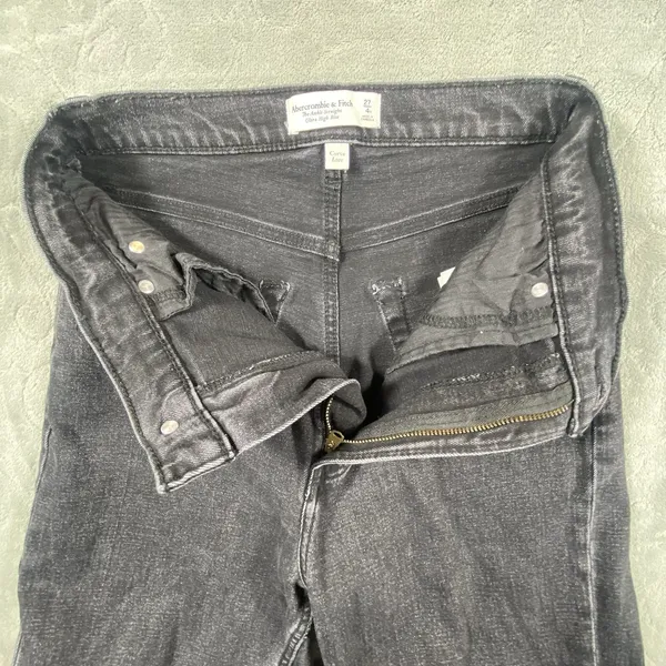 Abercrombie & Fitch 90s Ankle Straight Jeans Womens Sz 4‎ Ultra High Rise Rips - Image 7