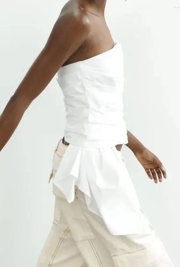 Zara NWT  STRIPED White STRAPLESS TOP. Size Small. - Image 5
