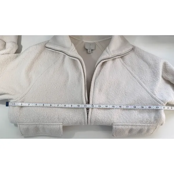 Joie Cream Textured‎ Full Zip Bomber Jacket Off White Luxury Knit Coat Large NWT - Image 4