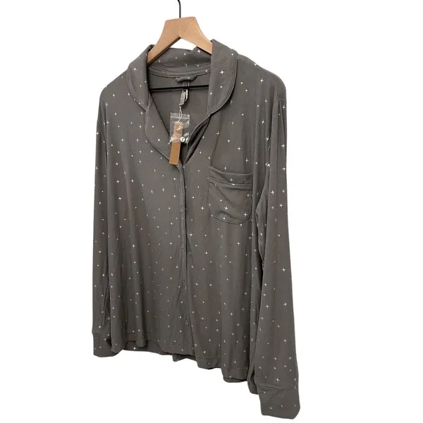 Skims Soft Lounge Pajama Top Sparkle Pajama top Sold out Grey size LargeNWT - Image 2
