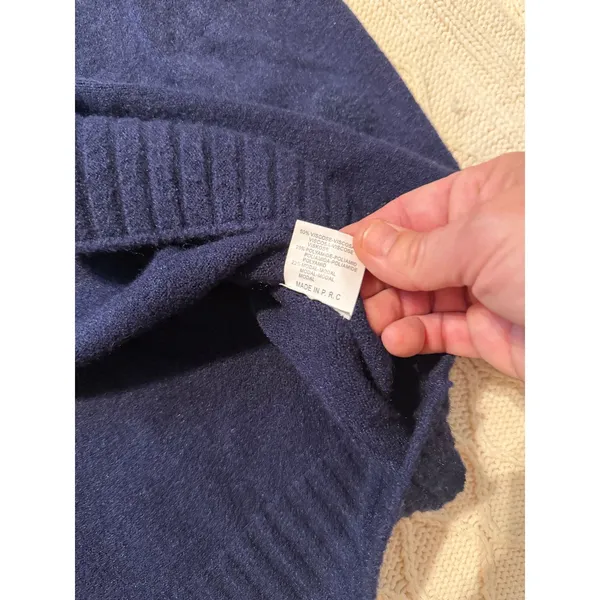 House of Tweed Navy Textured Dot Sweater One Size — Scotland - Image 8