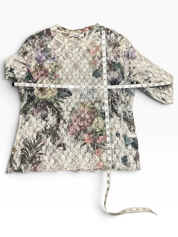 Oragami Floral Lace Mesh top with mini Rhinestone accents size Large - Image 9