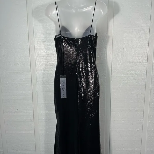 MAC DUGGAL Black Sequined Spaghetti Strap Mermaid Dress Size 4 NWOT - Image 9