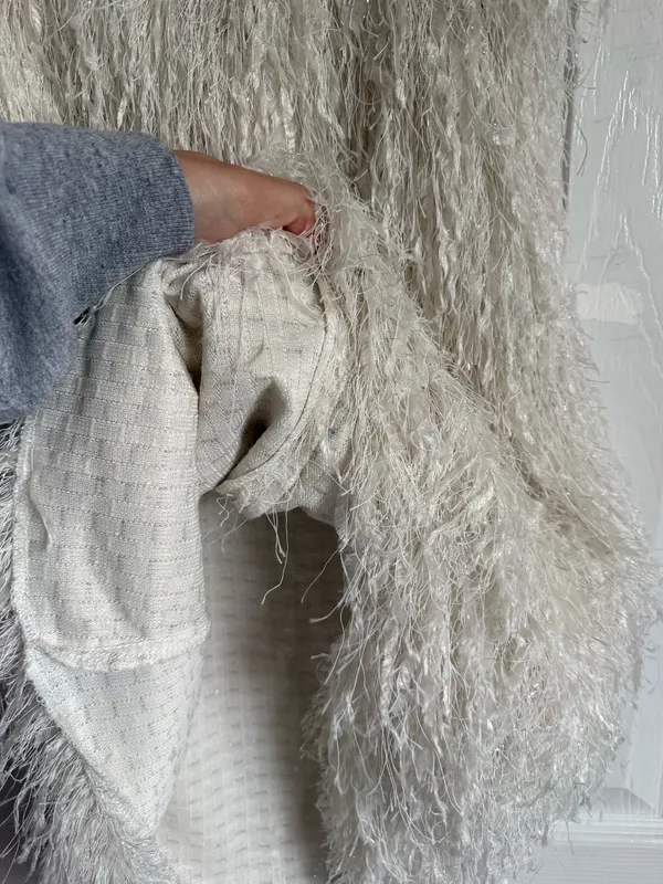 Zara White fringe Feathered Mini Dress sz S - Image 10